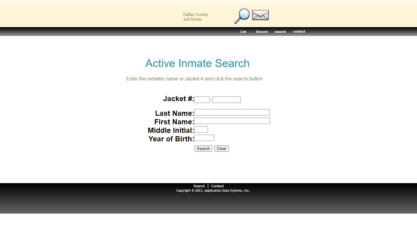 Active Inmate Search - Dallas County